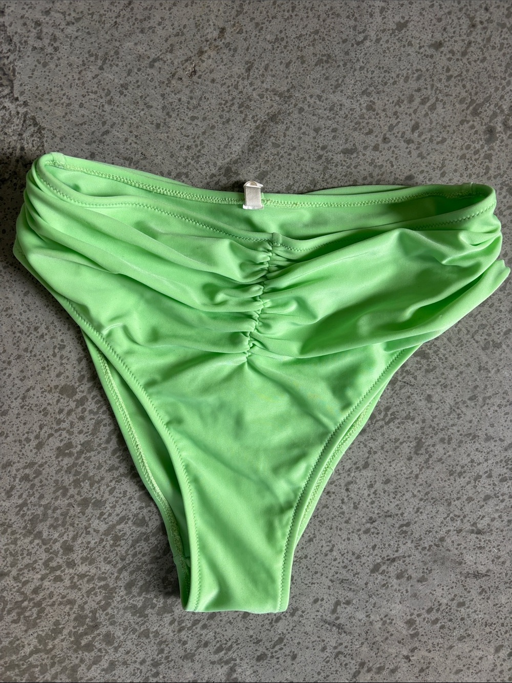 Shani Shemer Neon Green High-Waist Ruched Bikini Bottoms